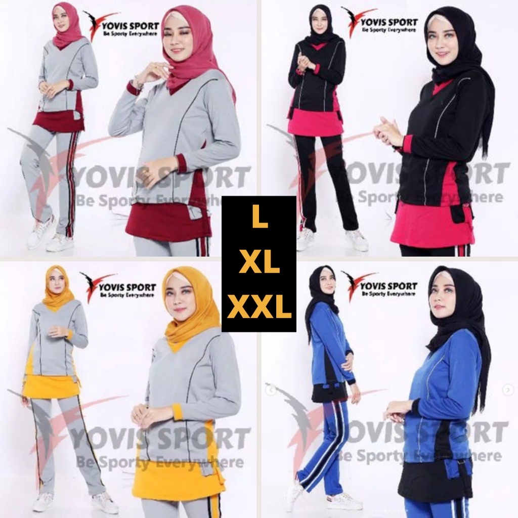 Setelan Baju Senam Olahraga Wanita Aerobic Muslim Pakaian Aerobic Baju Setelan Senam Zumba Aerobic