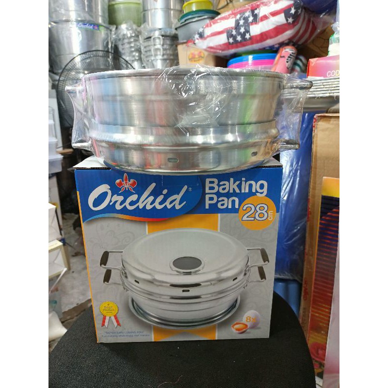 ORCHID - Baking Pan No 28 ( 8 Telor ) / Panci Lanseng Kukus / Pemanggang Kue Bolu