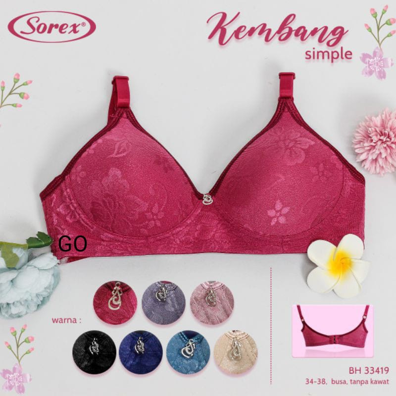 bb Sorex Bra 33419 Bh Tanpa Kawat Busa Cup Besar Pakaian Dalam Wanita Hiasan Bandul