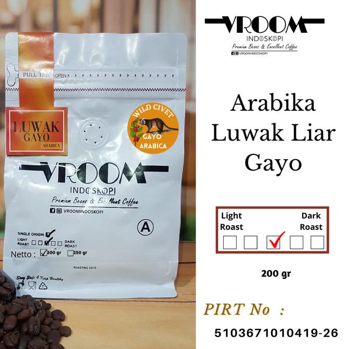 

Kopi Roast Bean/bubuk Arabika Luwak liar Gayo 200gr