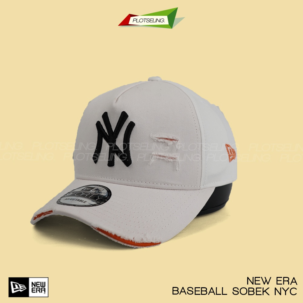 Topi New York Sobek BASEBALL NY DAMAGE Hat New York Yankees Ripped Original Grade Camo Hitam Navy Putih MLB Cap Adjust Unisex Topi Baseball Pria Wanita Hitam