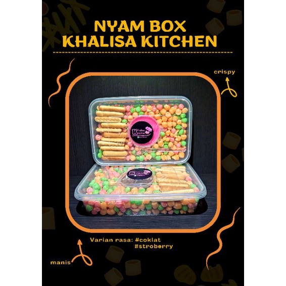 

nyam-nyam box 500 ml, snack jadul, manis lumer coklat