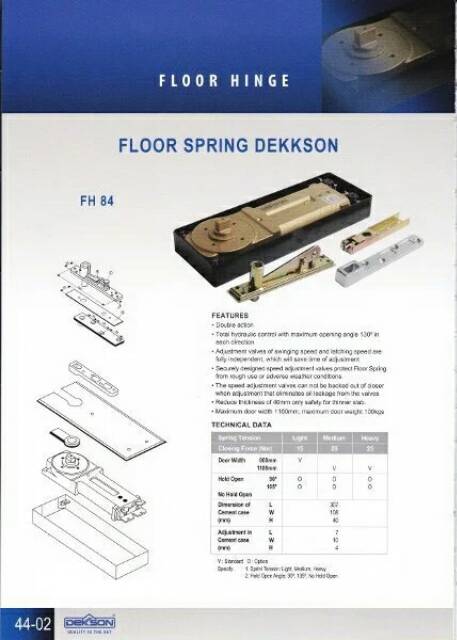 Floor Hinges Dekkson BTS 84 ( FH 84 SSS )