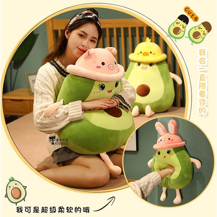 Bantal Boneka Mr Avocado Lucu Lembut, Bantal Alpukat