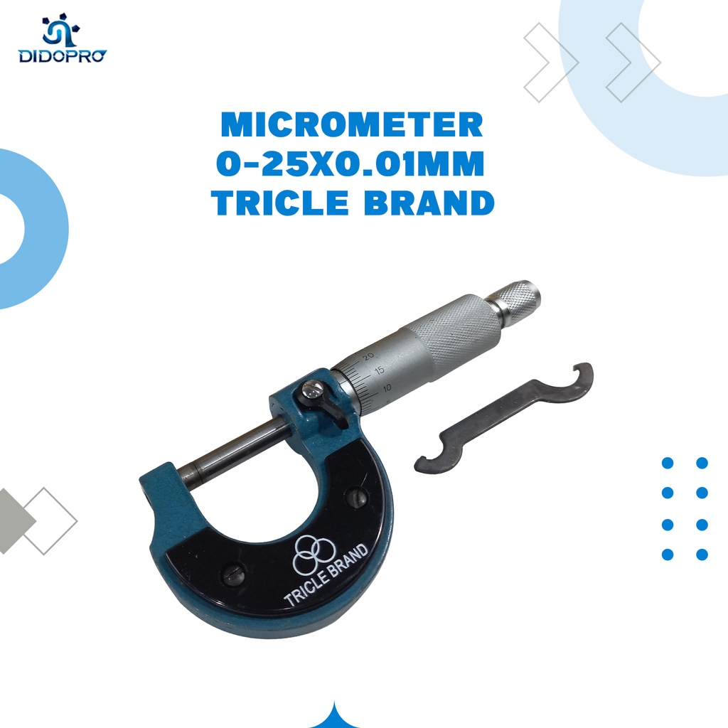TRICLE BRAND Micrometer Mikro Micro Meter 0-25mm x 0.01mm - Mikrometer Luar Kotak Kayu 0 25 mm x 0.01 mm
