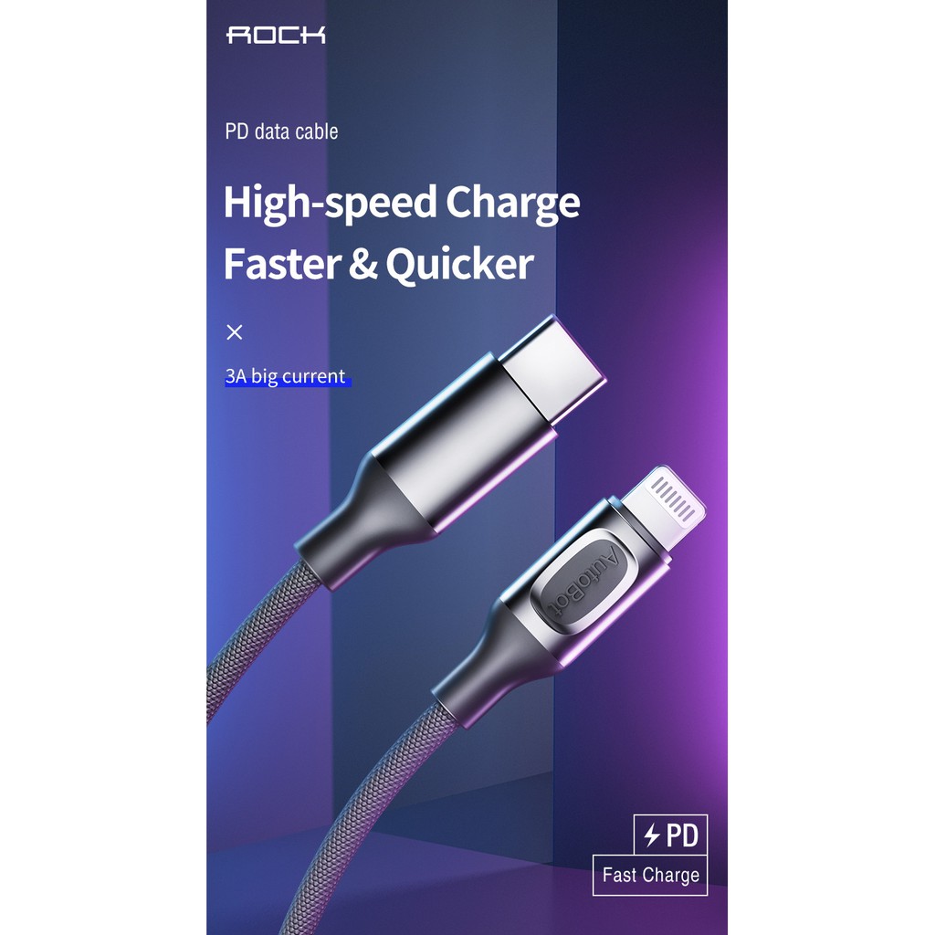 Rock A1 MFi PD Cable USB C to Lightning - Fast Charging 100 cm