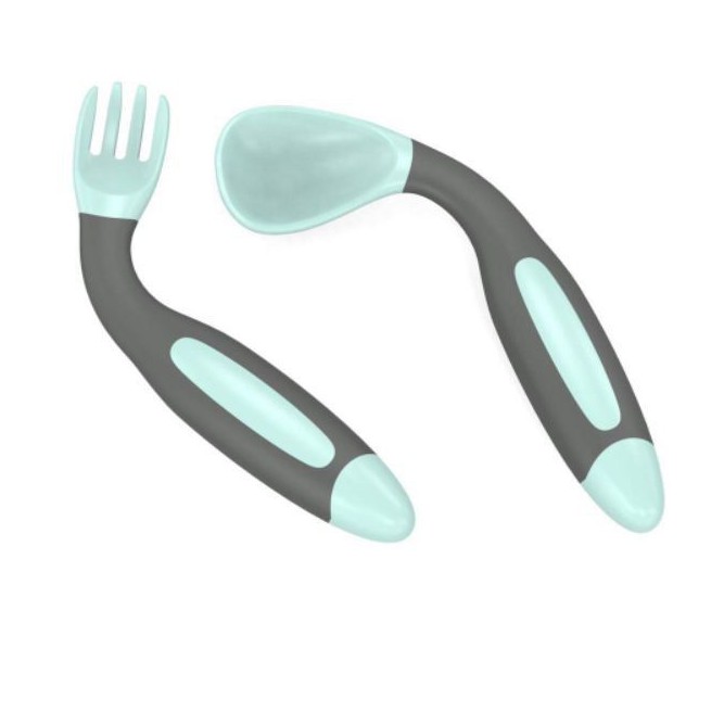 Bendable Flexible Spoon Fork with case sendok bulat mpasi makan bayi bengkok