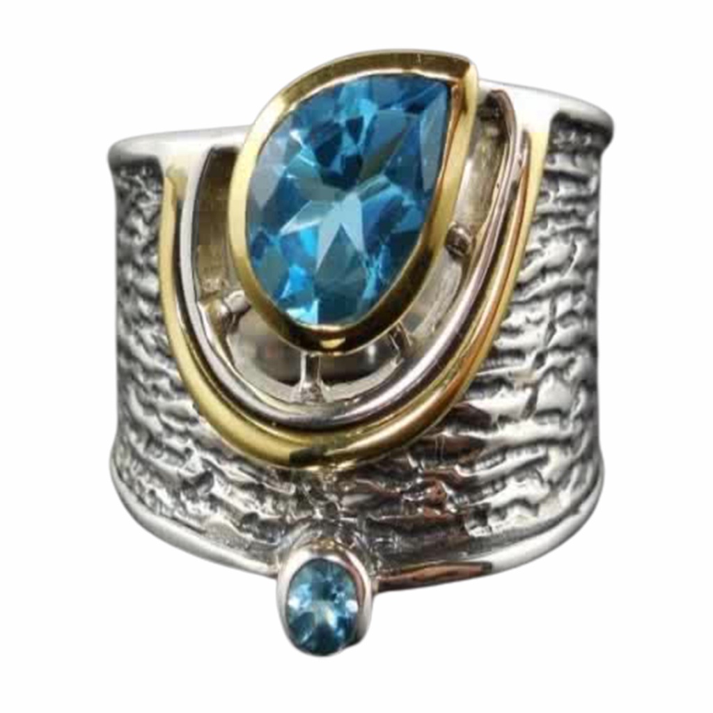 Hu Hu Hu Hu Hu Alat Bantu Pasang Kacamata♡ Cincin Lebar Bentuk Tetesan Air Hias Batu Permata Imitasi Gaya Etnik Untuk Unisex