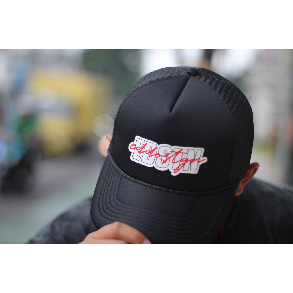 Eddostyn Topi Trucker Jaring Original Distro Pria Dewasa Full Black