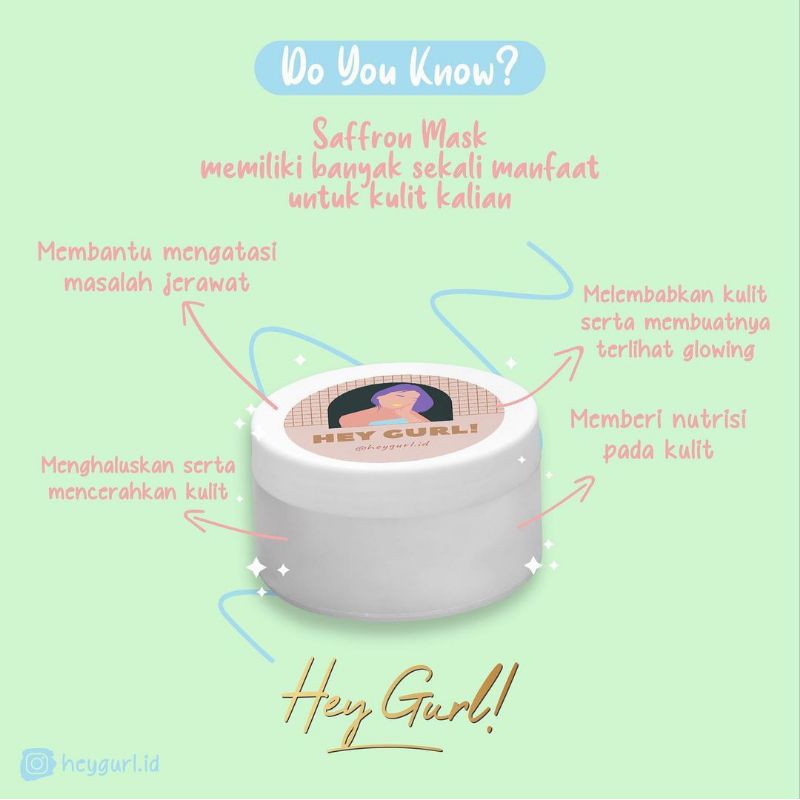 [BUY 1 GET 1 GIFT] SAFFRON &amp; MUGWORT MASK BY HEYGURL | MASKER ORGANIK SAFFRON &amp; MUGWORT HEYGURL