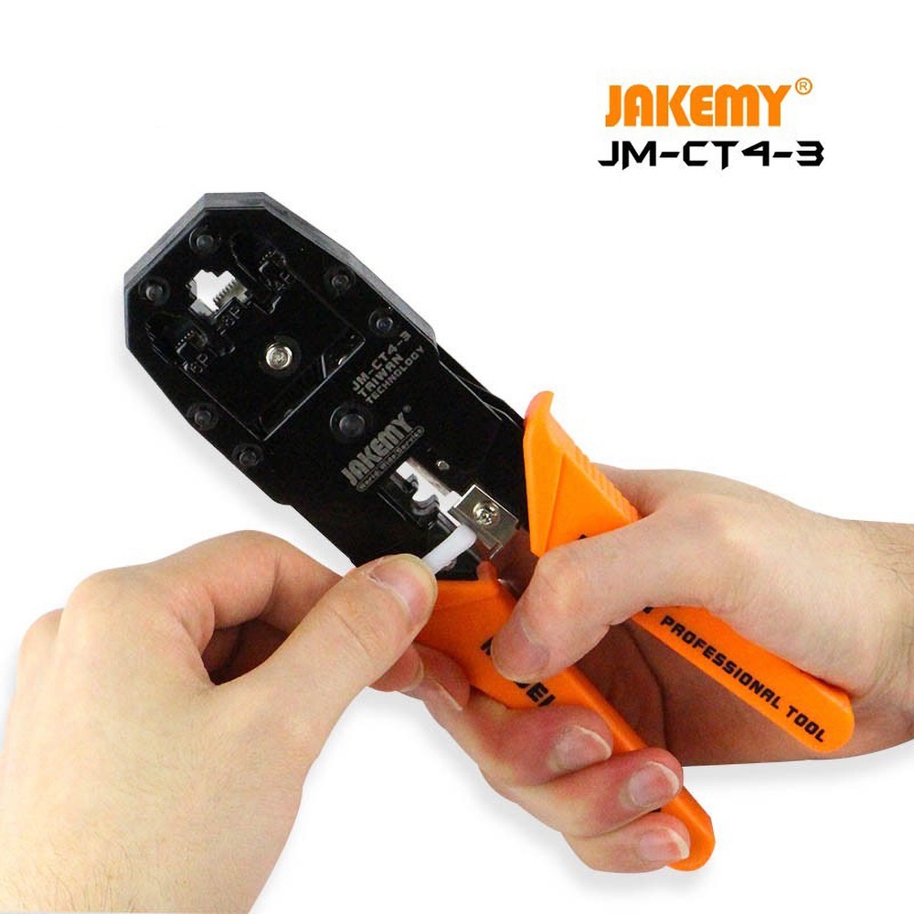 Jakemy JM-CT4-3 Plier 4P 6P 8P LAN 3 Hole Crimping Tool Tang Crimping