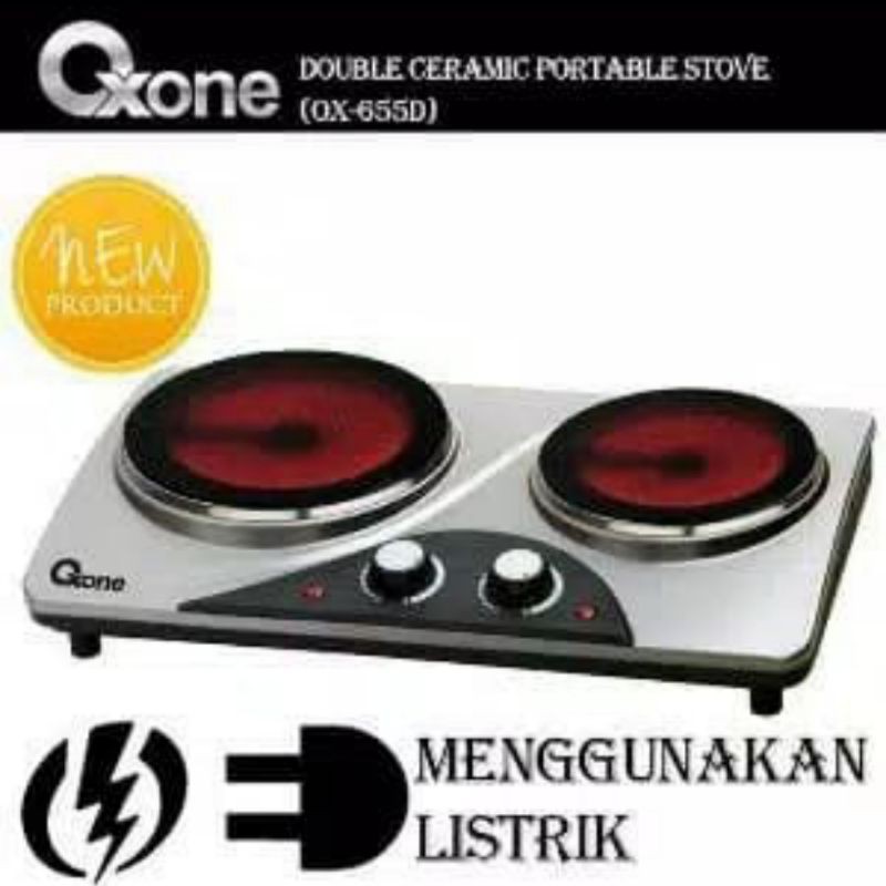 kompor listrik oxone double ceramic ox 655d portable stove 2 tungku