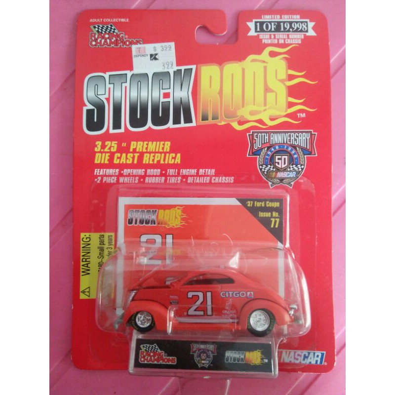 RACING CHAMPIONS STOCK RODS 37 FORD COUPE MERAH PREMIER