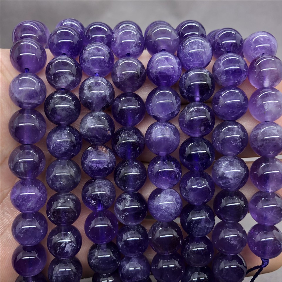 Purple Amethyst Beads Stone Round 4-12mm Gemstone Loose Spacer DIY for Jewelry