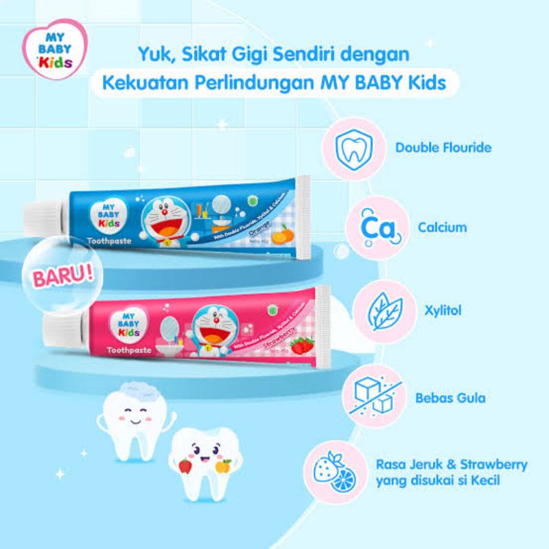 My Baby Kids Toothpaste 45gr - Mybaby Tooth Paste Kid - Pasta Gigi Anak Floride Anti Berlubang - Odol