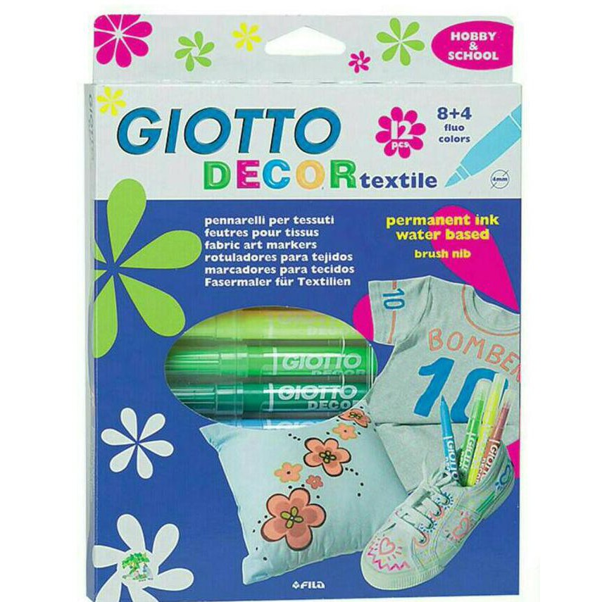 

MURAH MERIAH Spidol permanen khusus kain GIOTTO 12 warna / Decor textile spidol