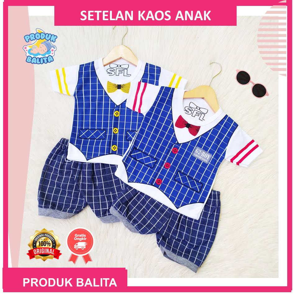 Setelan Baju Anak Bayi Cowok Murah Set Baju Kekinian Anak Karakter Berusia 0-12 Bulan