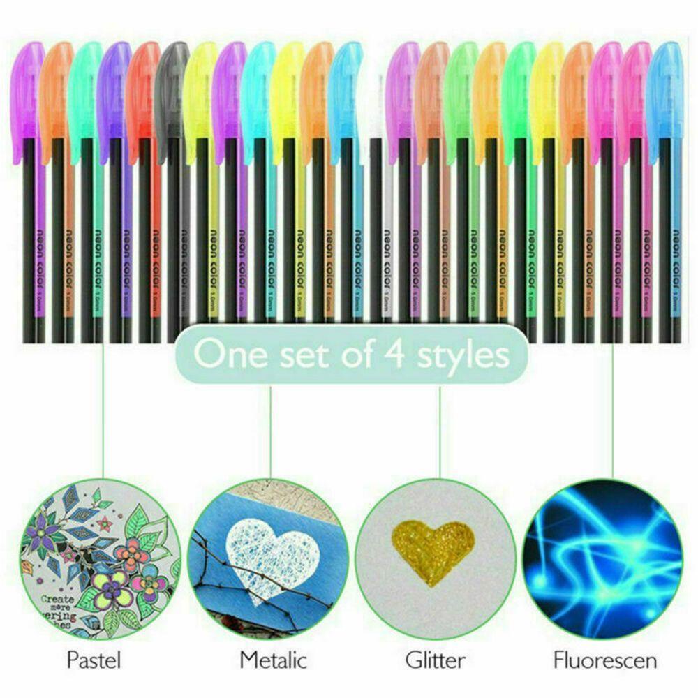 Nanas12 /16 /18 /24 /36/48pcs Gel Pulpen Set Glitter Buku Mewarnai Seni Rupa Pastel