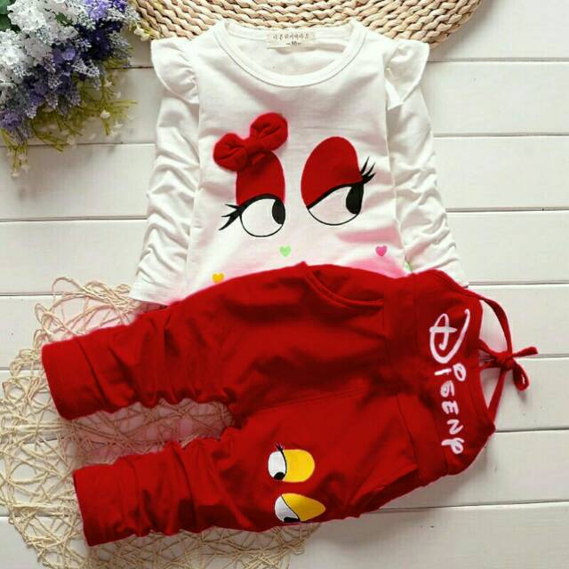 DISNEY Setelan Anak  Perempuan 3 5TH Baju  Celana Satu  Set  