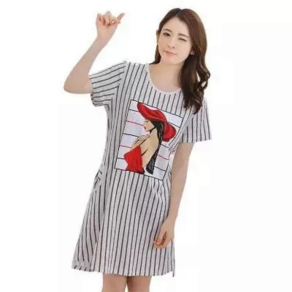 Daster Lengan Pendek Feather Blue - DSLN350