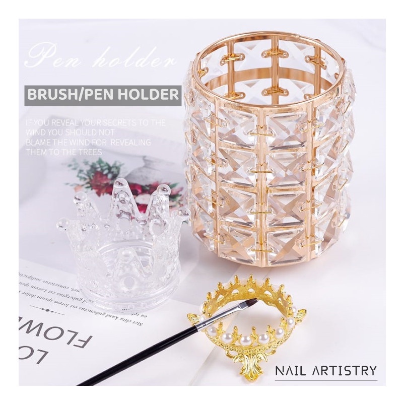 Pretty Tempat Kuas Nail art Kristal / Brush Holder Crystal / Brush Storage / Tempat Pena / Crystal Glass