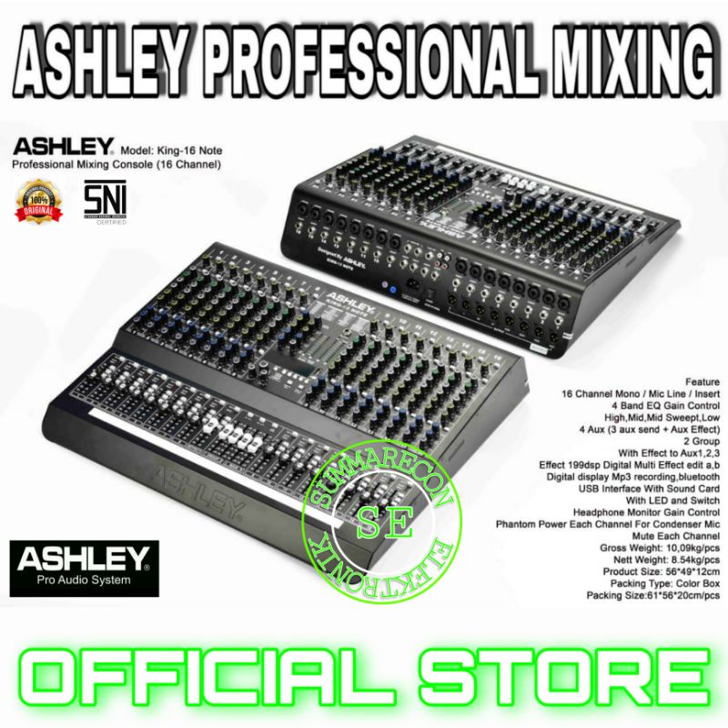 mixer audio 16 channel original ashley king 16 note usb bluetooth recording