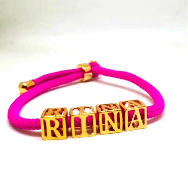 Gelang nama gelang tali hongkong gelang inisia gelang alphabet  replika emas