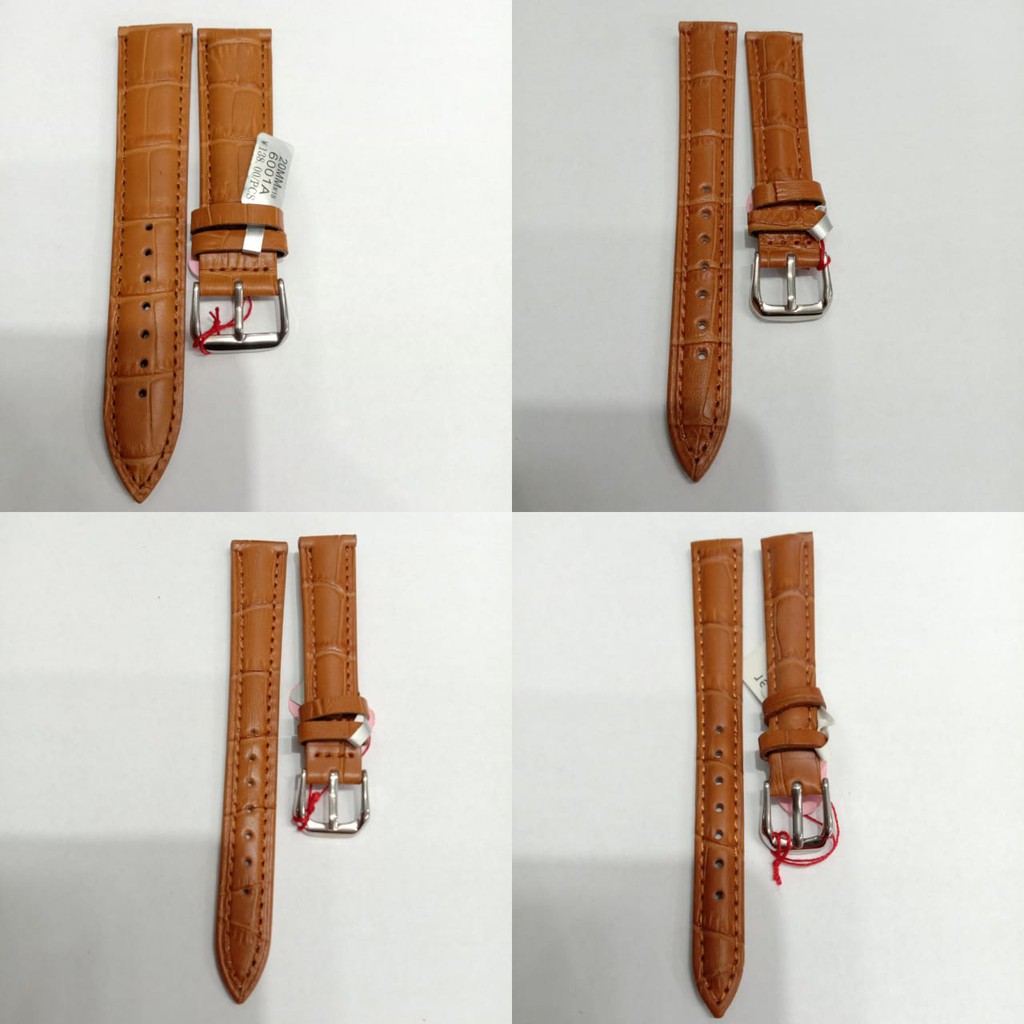 TALI KULIT JAM TANGAN STRAP WATCH ORIGINAL COKLAT MUDA MOTIF UKURAN 12 MM - 20 MM