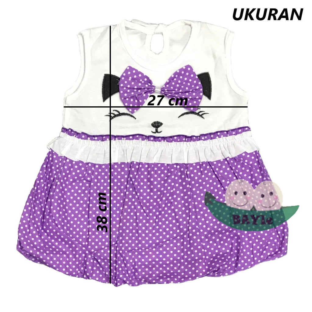 BAYIe - Baju bayi Perempuan Dress Ballon motif CAT PLANET KIDS  Bahan Katun usia 0-12 bulan