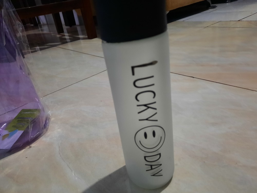 Botol Minum Botol Kaca Lucky Day / Botol Happy Day Tebal 350ml Original 100%