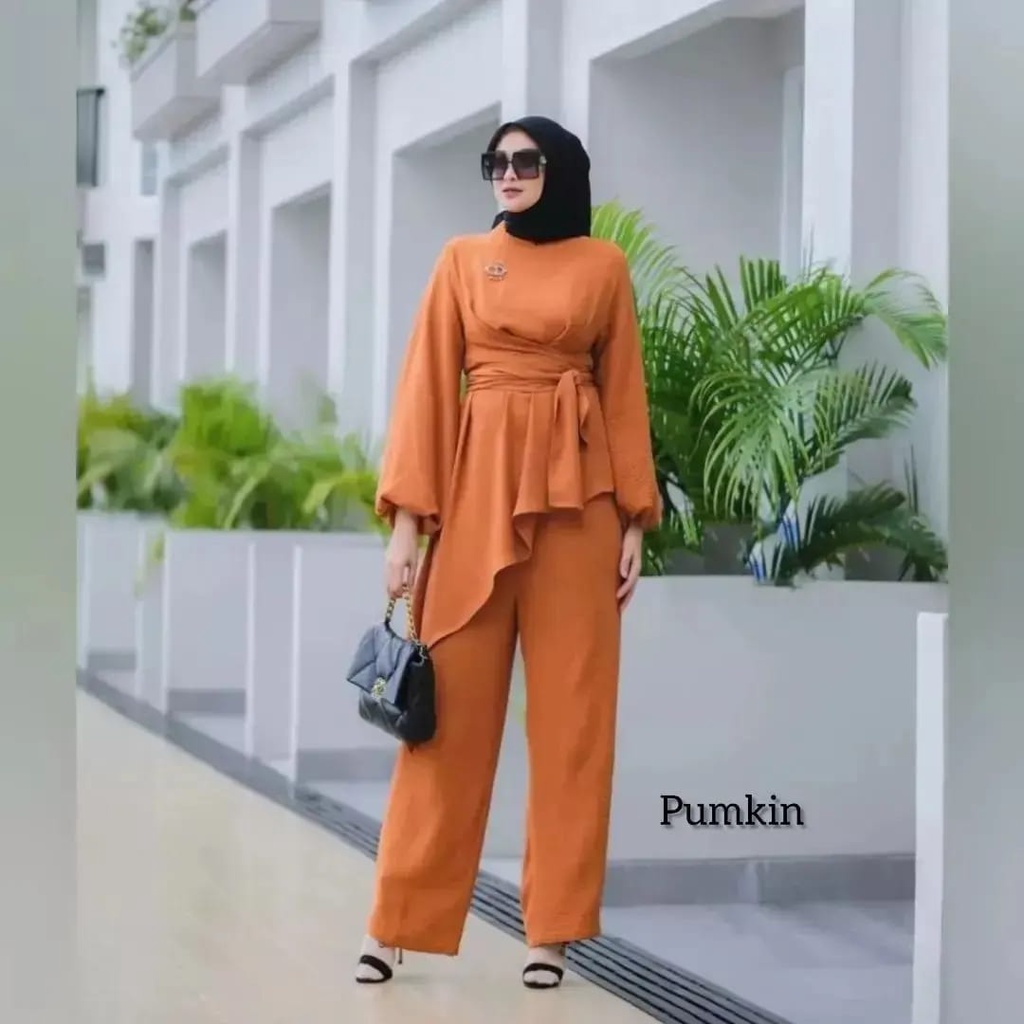 Baju Wanita Setelan Wanita Kekinian Ootd Korean Style Setelan Baju Dan Celana Matt Crinkle Outfit Wanita Jesika Set