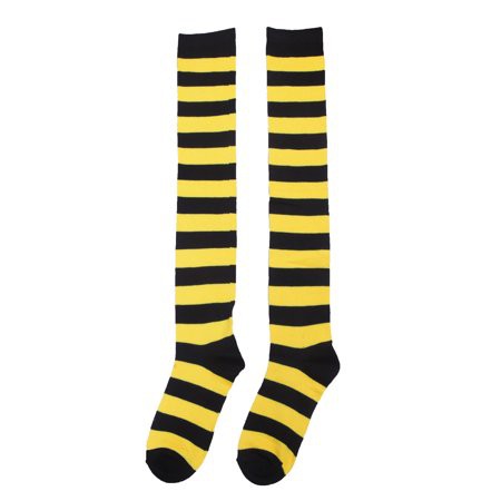 OKBE black and white overknee socks / kaos kaki belang hitam putih sepaha-kuning X htm