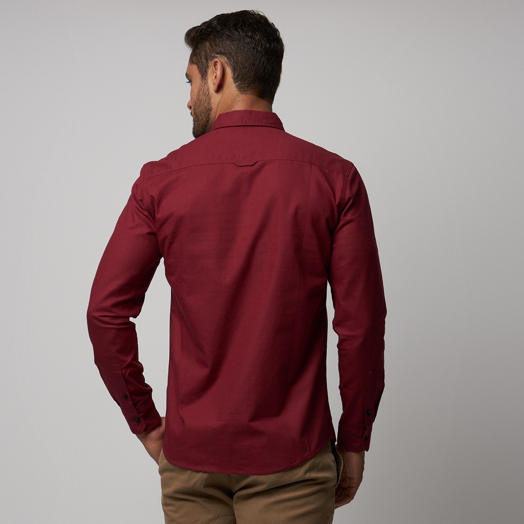 Kemeja Cowok Polos Pria Tangan Panjang Maroon Premium Quality Sigarate Slimfit Casual Kantoran Trend