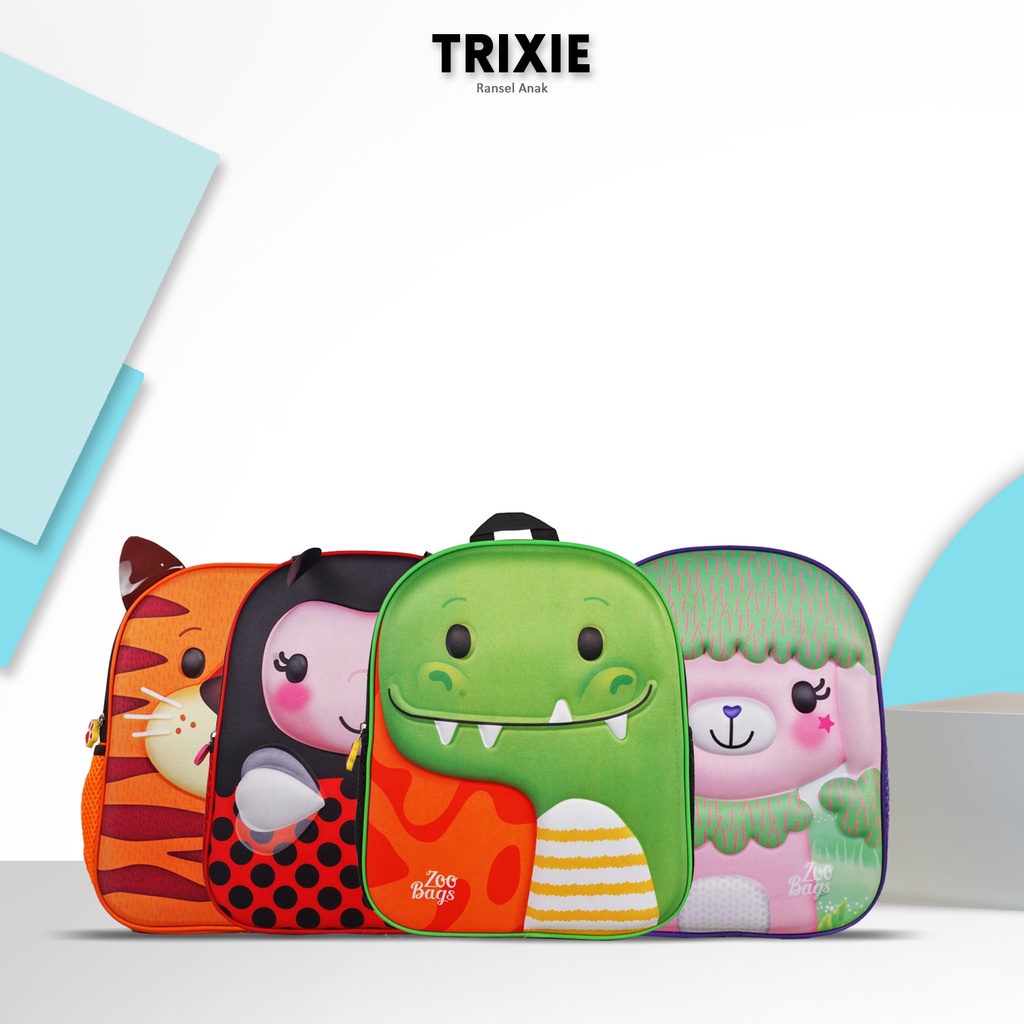 TRIXIE - Tas Ransel Sekolah Anak Karakter ZOO/Tas Sekolah Anak Karakter Binatang/Tas Ransel Sekolah