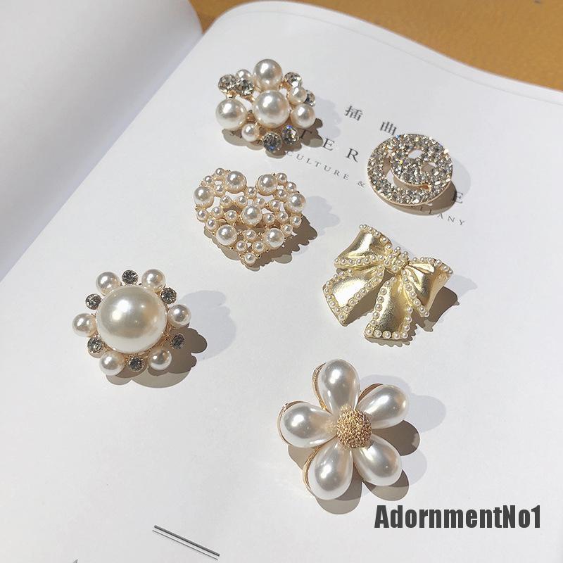 (Adornmentno1) Bros Pin Alloy Desain Bunga Hias Mutiara + Berlian Imitasi Untuk Wanita