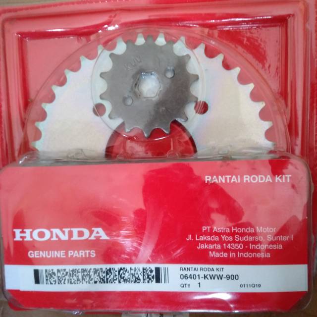 Paket rantai plus gir asli Honda type kww