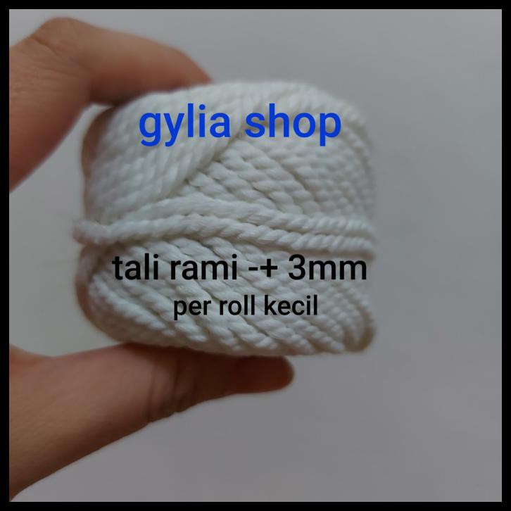 

PROMO Tali Rami / tali rami putih -+ 3 mm per roll / Tali souvenir /prakarya