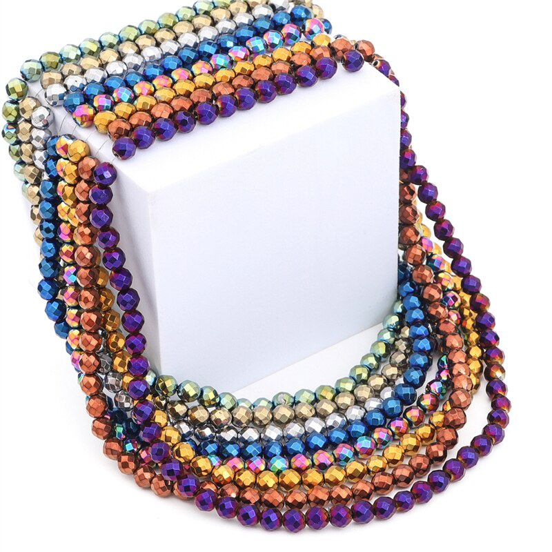 Manik-manik Batu Hematite Bulat Ukuran 2 / 3 / 4 / 6mm Untuk Membuat Perhiasan Gelang Diy