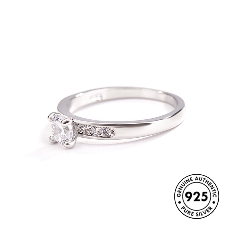 Cincin S925 Silver Aksen Berlian Gaya Simple Elegan