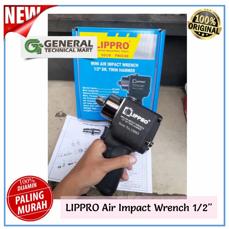 LIPPRO JAPAN Air Impact Wrench 1/2" DR TWIN HAMMER