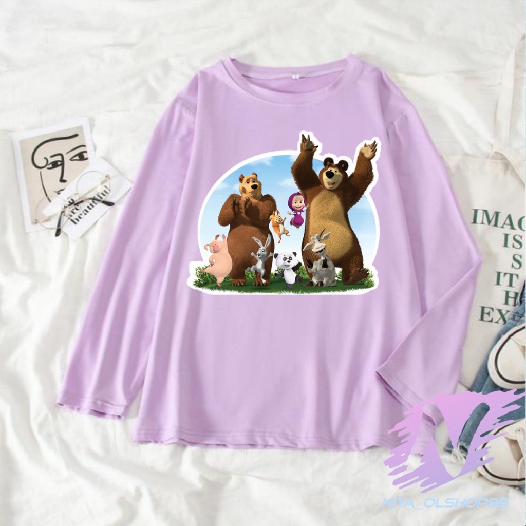 BAJU KAOS MARSA KAOS ANAK LENGAN PANJANG MASHA AND THE BEAR