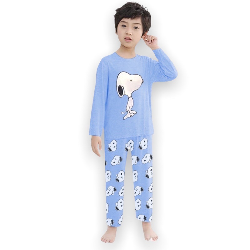 Baju Tidur Anak PP Perempuan dan Laki Usia 1 - 7 Tahun Stelan Celana Panjang Snoopy