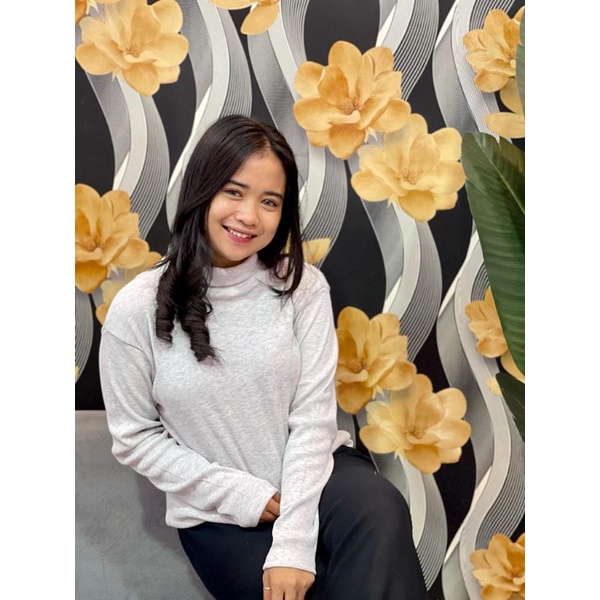 Kaos Turtleneck Lengan Panjang Polos Bahan Rib