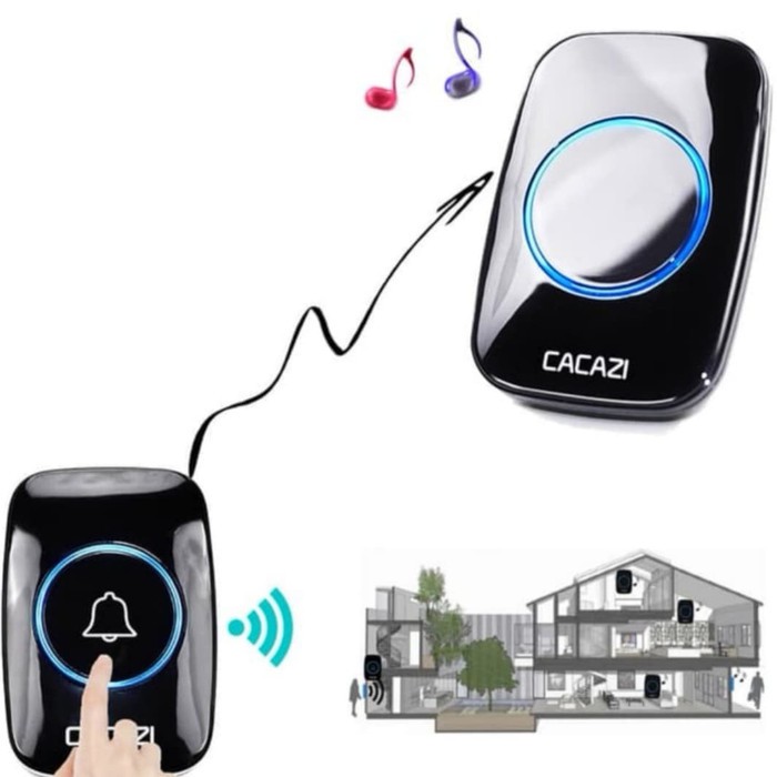 Bel Rumah Wireless Door Bell Water Proof Pintu 2 Recriver