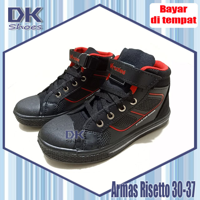 ARMAS Riceto 30-37 Sepatu Sekolah Anak Laki Hitam / Sepatu Sekolah Boot Anak Laki SD SMP SMA