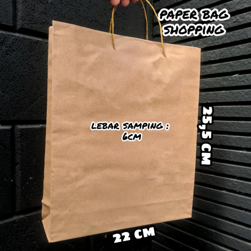 

paper bag shopping tas kantong kertas ekonomis 25,5x22x6 beli kelipatan 20