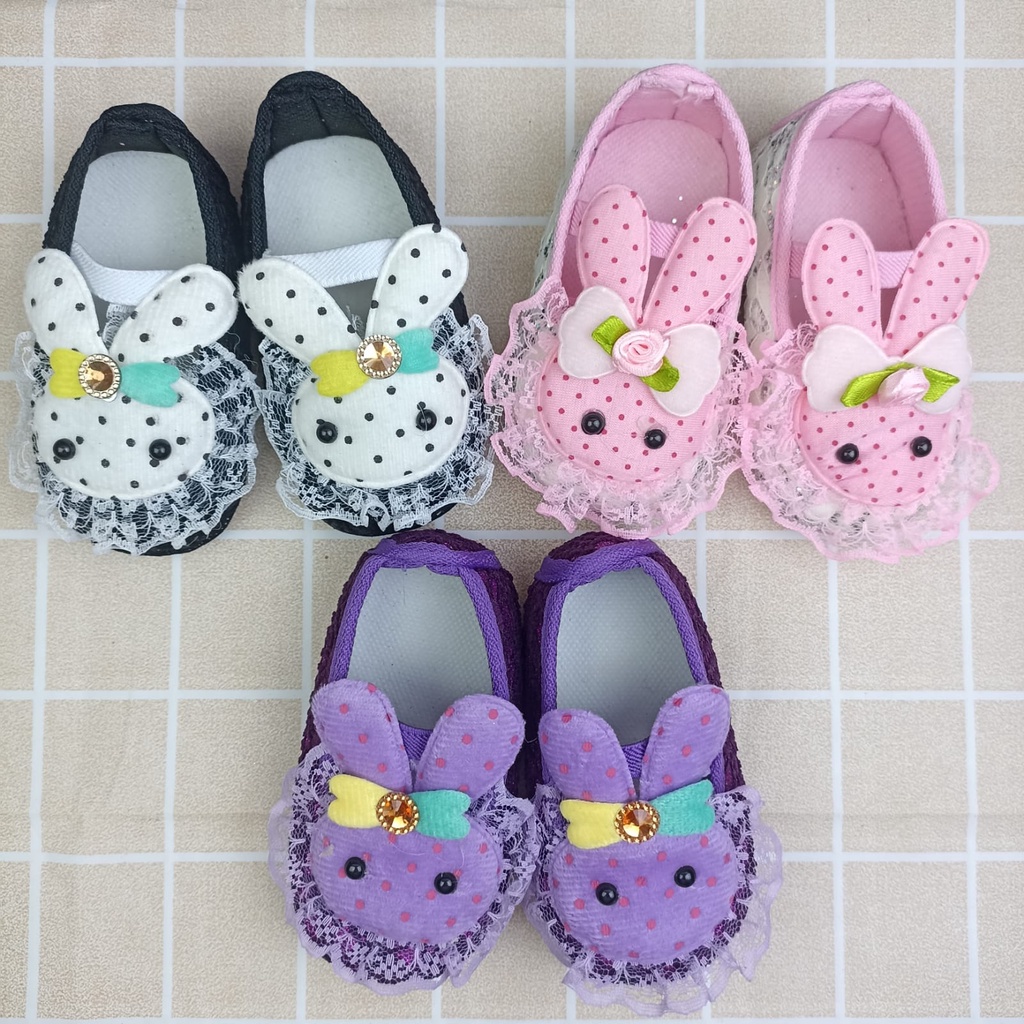 mandirishoestore-SEPATU PREWALKER ANAK PEREMPUAN BONEKA KELINCI 0-12 BULAN FPY12