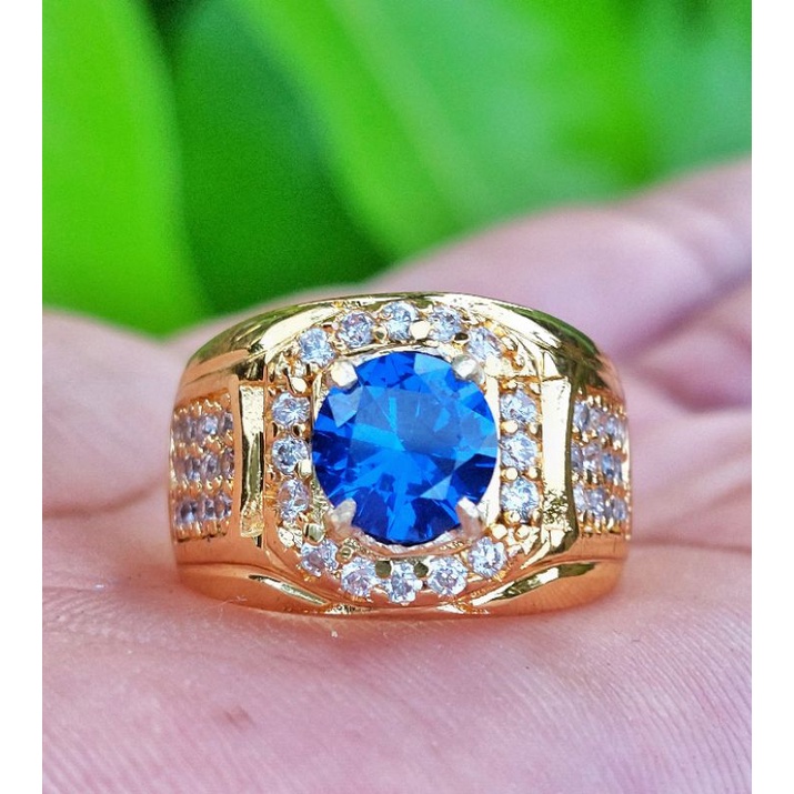 Cincin Pria Batu Permata King Blue Safir