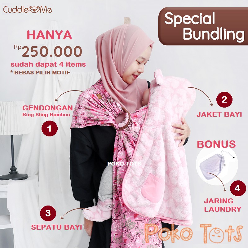 Paket Hemat Cuddle Me Bundling Fitted Booties Gendongan Baby Cape Ring Sling Cuddleme Jaring Laundry