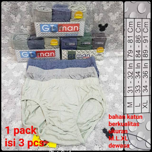 Meygrosir  celana dalam pria katun m,l,xl warna random